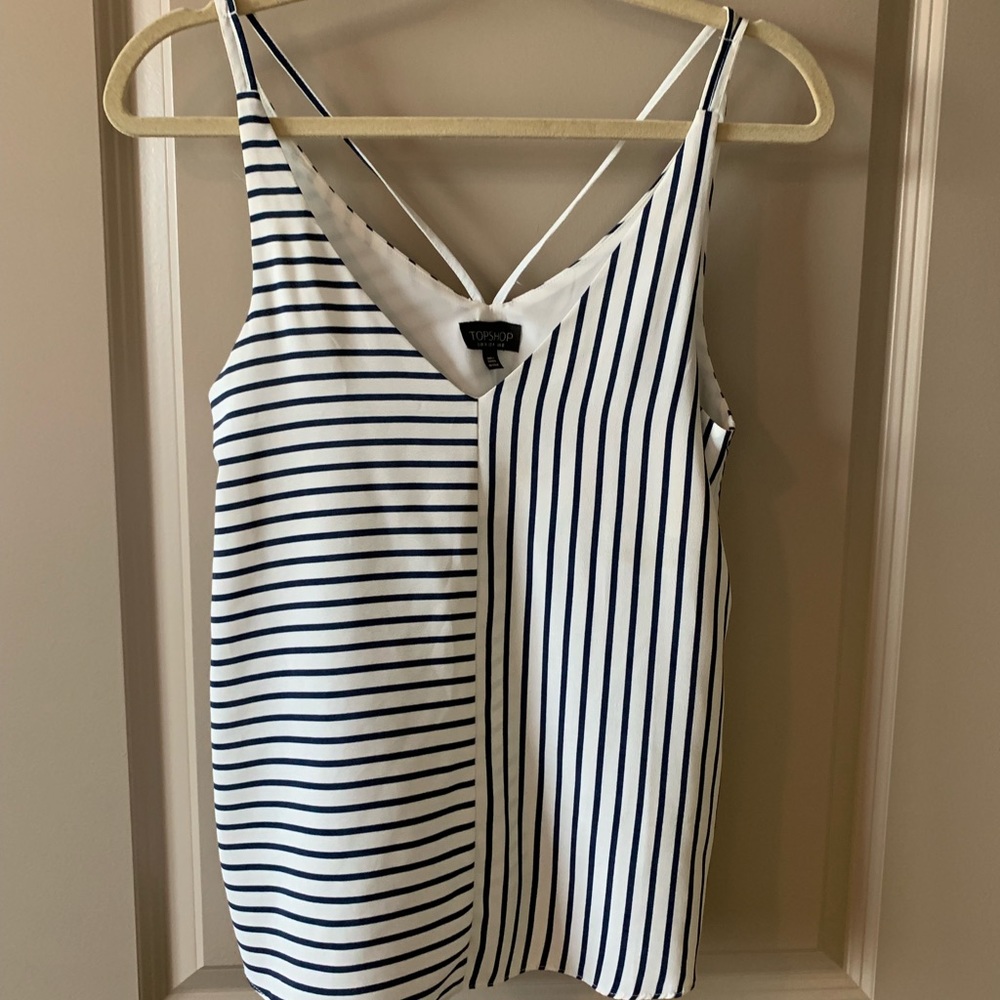 Topshop Navy and White Striped Tank